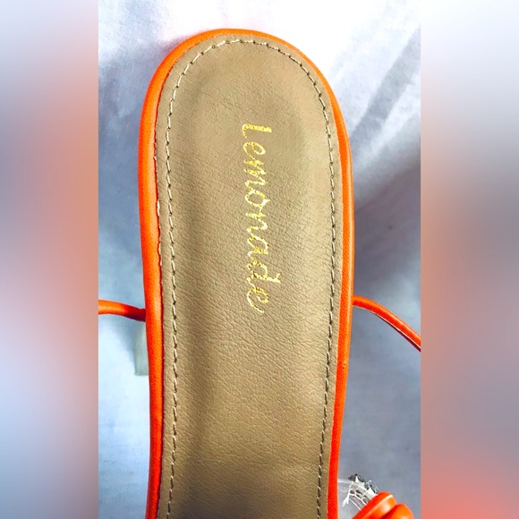 Orange strappy sandals with rhinestones size 10 - Picture 4 of 6